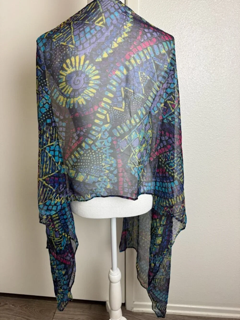 Lightweight Large Scarf Wrap Silk Abstract  21